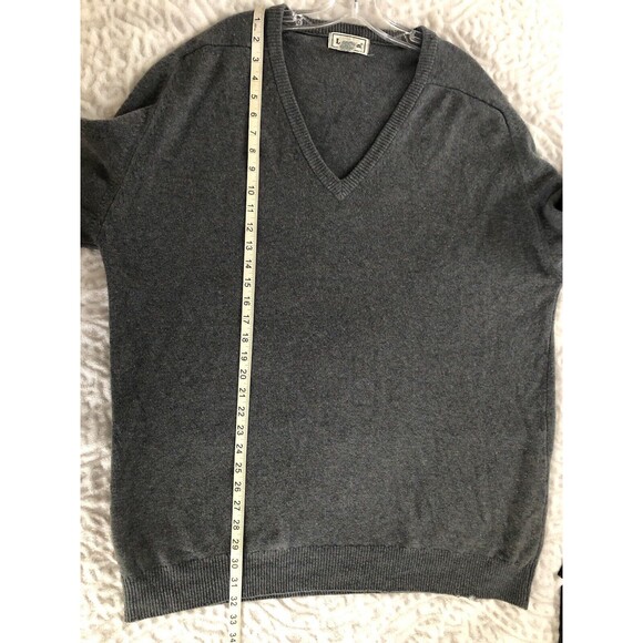LL Bean Wool Sweater Mens XL Tall Gray 100% Lambswool Made in Scotland *Flaw* - Picture 15 of 16
